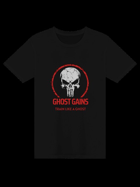 Ghost Gains Drop 01 — skull design black tee